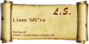 Liess Sára névjegykártya